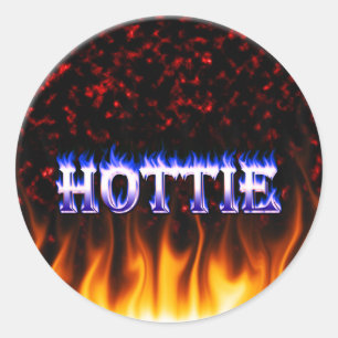 Sticker Rond Le feu de Hottie et marbre de rouge de flammes