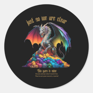 Sticker Rond Le Fil Est À Moi Drôle Dragon Tricot Artisanat Amo