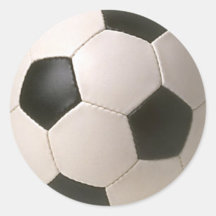 Sticker Rond le football blanc noir de 3D Soccerball
