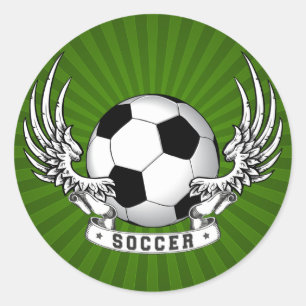 Sticker Rond Le football du football s'envole l'autocollant