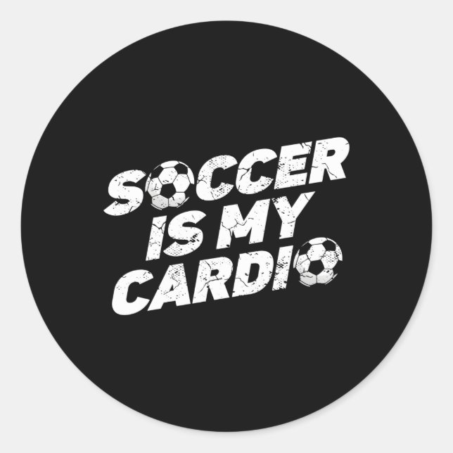 Sticker Rond Le Football Est Mon Cardio Football Joueur Sport F (Devant)