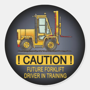 Sticker Rond Le futur chauffeur de camion de chariot élévateur