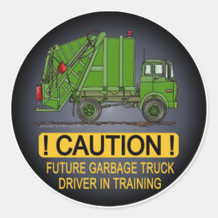 Sticker Rond Le futur conducteur de vert de camion à ordures