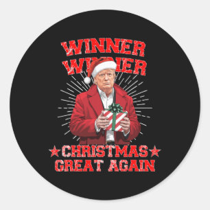 Sticker Rond Le gagnant Noël grand à nouveau Trump Funny Hu