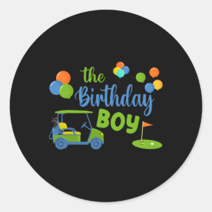 Sticker Rond Le garçon d'anniversaire golf sport tenue de famil