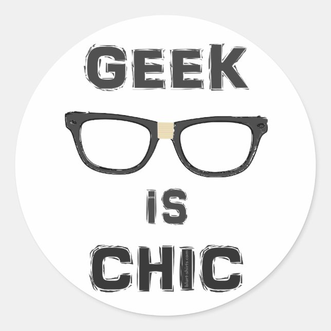 Sticker Rond Le geek est chic (Devant)