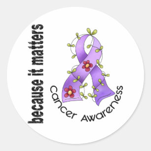 Sticker Rond Le Général Cancer Flower Ribbon 3