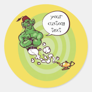 Sticker Rond le génie d'aladdin du dessin animé de la lampe
