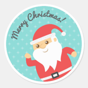 Sticker Rond Le gentil Père Noël Jolly et Joyeux Noël
