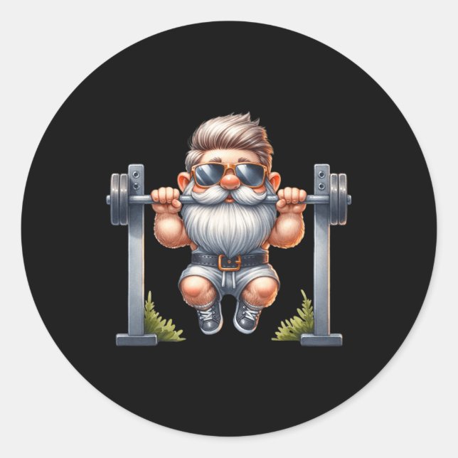 Sticker Rond Le Gnome De Construction Du Corps Élégant Tire Sur (Devant)