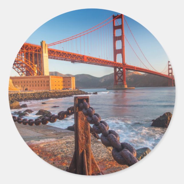 Sticker Rond Le Golden Gate Bridge De Fort Point (Devant)