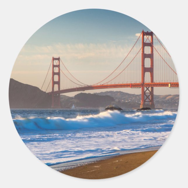 Sticker Rond Le Golden Gate Bridge depuis Baker Beach (Devant)