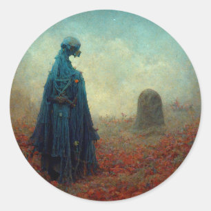 Sticker Rond Le Grave Surreal Sci-Fi Imaginaire Alien