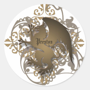 Sticker Rond Le griffon urbain de bronze d'imaginaire ajoutent