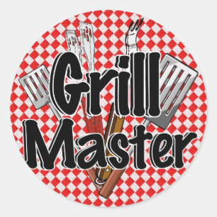 Sticker Rond Le Grill Master avec outils pour barbecue