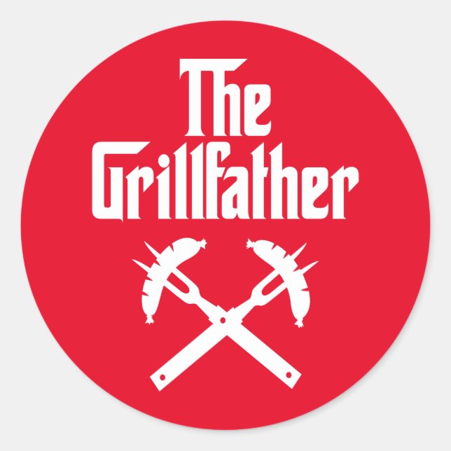 Sticker Rond Le Grillfather Aux Chiens Chauds (Devant)