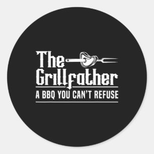 Sticker Rond Le Grillfather BBQ Grillemot Maître du Grill Rbecu