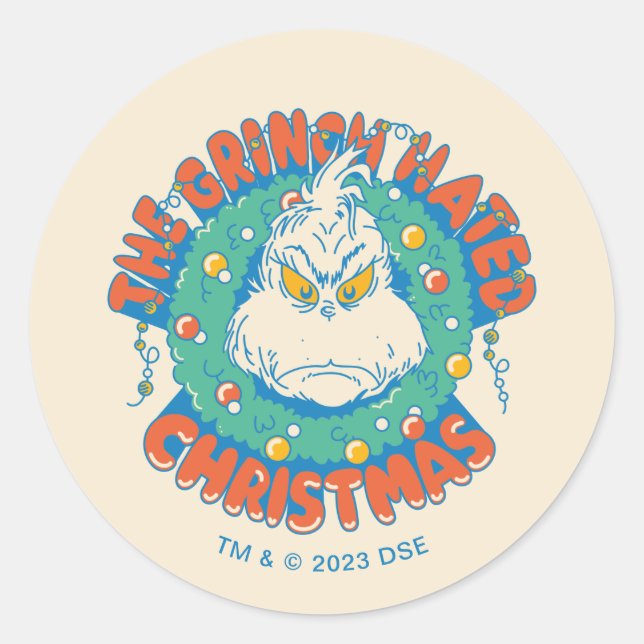 Sticker Rond Le Grinch détestait Noël (Devant)