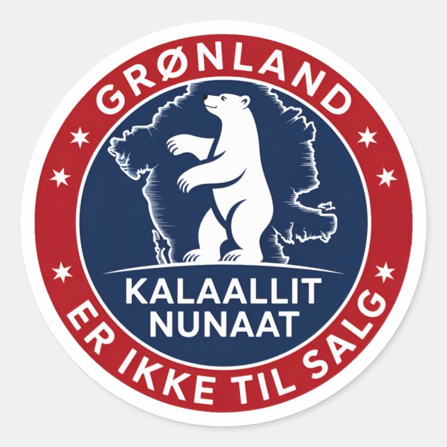Sticker Rond Le Groenland n'est pas à vendre  (Devant)