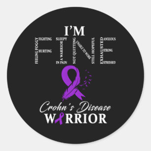 Sticker Rond Le Guerrier De La Maladie De Crohn Je Vais Bien