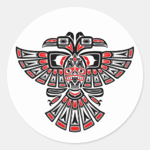 Sticker Rond Le Haida rouge deux a dirigé l'oiseau d'esprit su