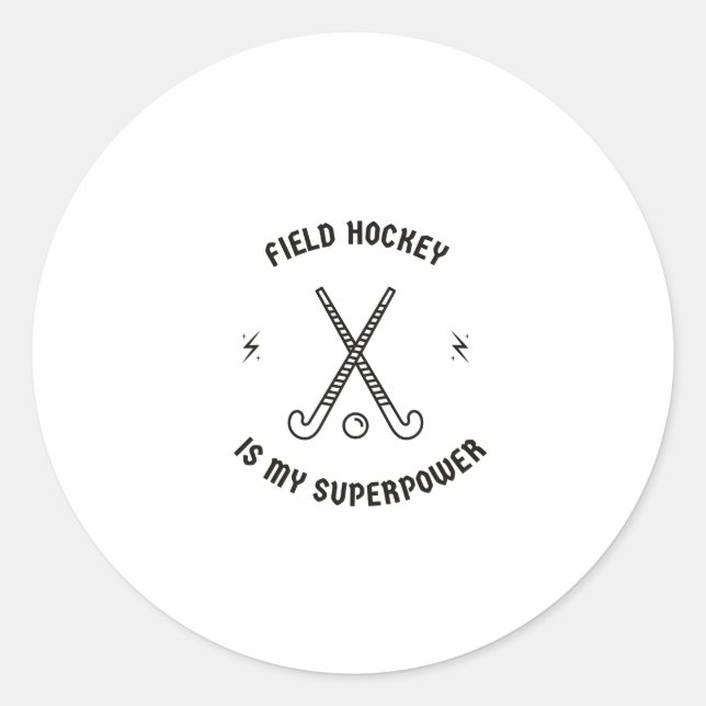 Sticker Rond Le hockey sur gazon est ma superpuissance (Devant)