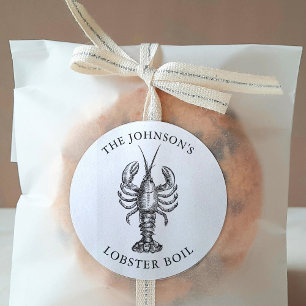 Sticker Rond Le homard customisé font le blanc cuire au four