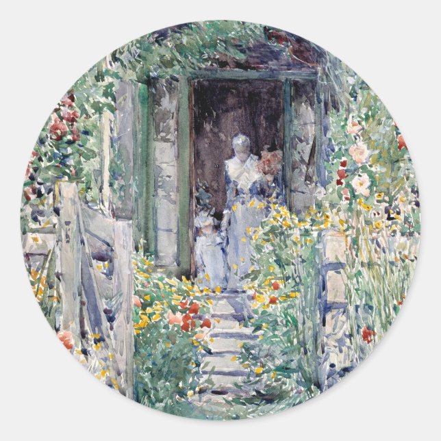Sticker Rond Le jardin dans sa gloire | Childe Hassam (Devant)
