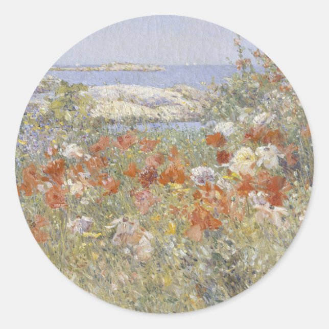 Sticker Rond Le jardin de Celia Thaxter par Frederick Childe Ha (Devant)