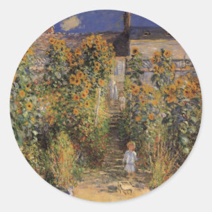 Sticker Rond Le Jardin de l'artiste à Vétheuil de Claude Monet