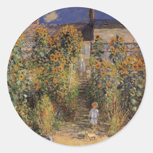 Sticker Rond Le jardin de l'artiste à Vetheuil par Claude Monet (Devant)