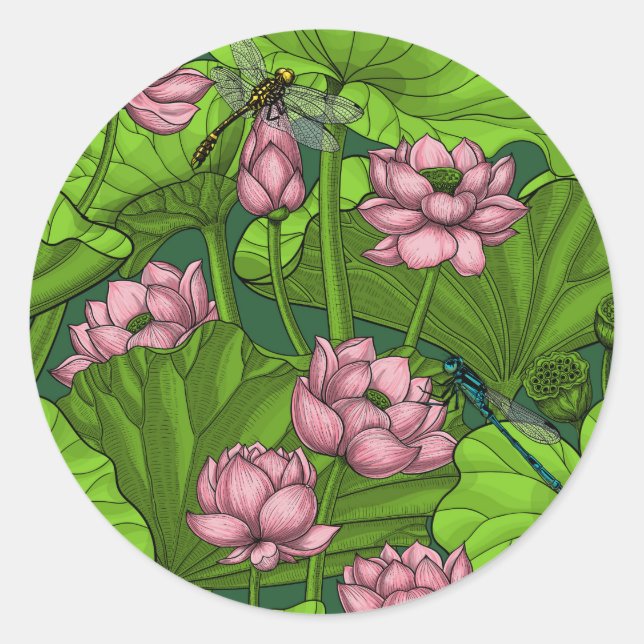 Sticker Rond Le jardin du Lotus (Devant)
