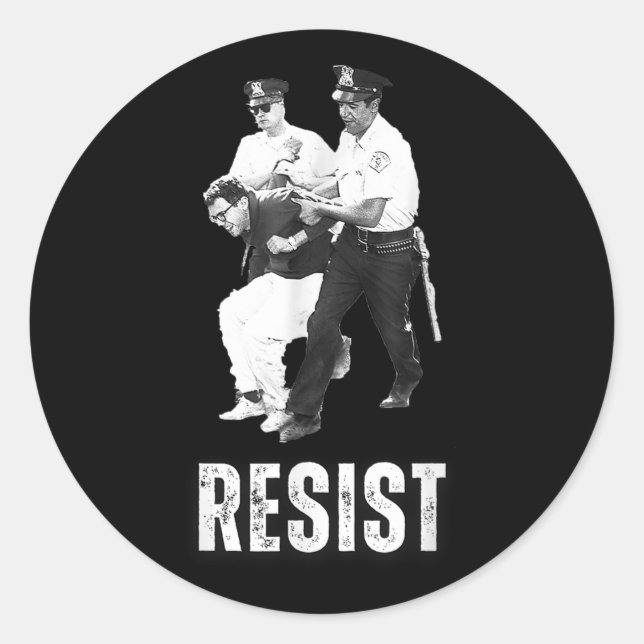 Sticker Rond Le jeune Bernie Sanders arrêté résiste (Devant)