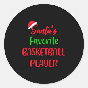 Sticker Rond le joueur de basket-ball préféré du Père Noël bask