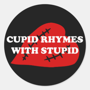 Sticker Rond Le jour d'Anti-Valentine : Rimes de cupidon avec