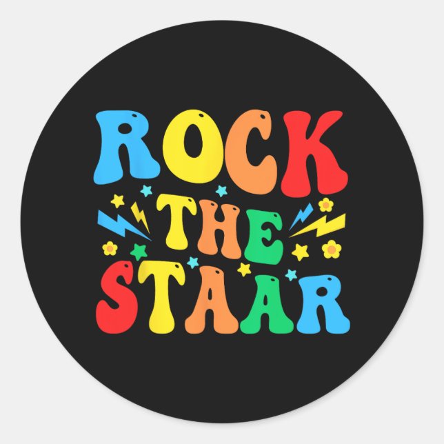 Sticker Rond Le Jour de test Enseignants Motivationnel Rock Le  (Devant)