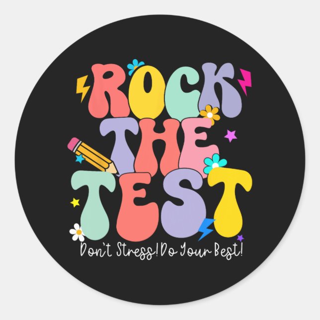 Sticker Rond Le Jour de test Tests de démarrage Tests Motivatio (Devant)