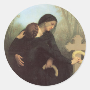 Sticker Rond Le Jour des morts par William Adolphe Bouguereau