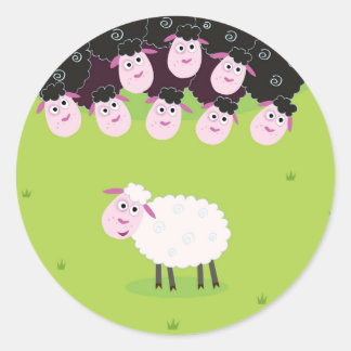 Sticker Rond Le joyeux petit mignon Sheeps