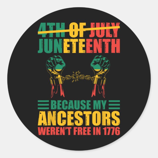 Sticker Rond Le Jumelage Afro-Américain Est Mon Jour D'Indépend (Devant)