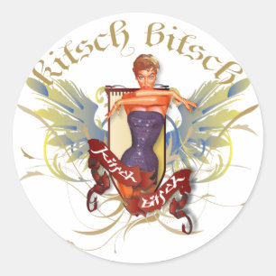 Sticker Rond Le Kitsch Bitsch : Beauté bain tatouage Pin-Up