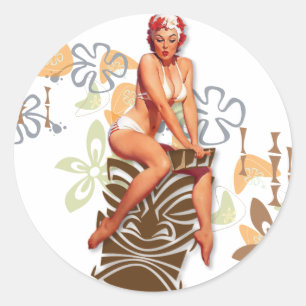 Sticker Rond Le Kitsch Bitsch : La déesse Tiki
