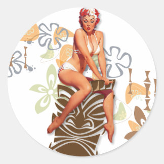 Sticker Rond Le Kitsch Bitsch : La déesse Tiki
