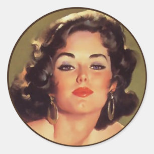 Sticker Rond Le Kitsch Bitsch : Portraits Pin-Up