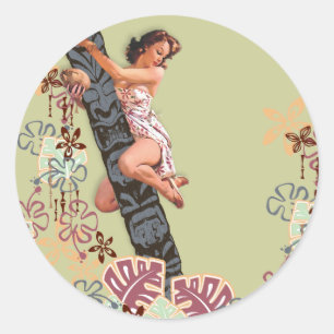 Sticker Rond Le kitsch Bitsch : Vers le haut d'un arbre de Tiki