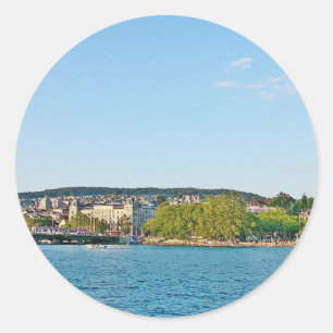 Sticker Rond Le lac de Zurich, vue sur le pont de Bellevue