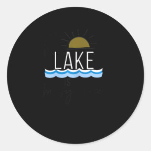 Sticker Rond Le lac est mon endroit heureux Cadeau de navigatio