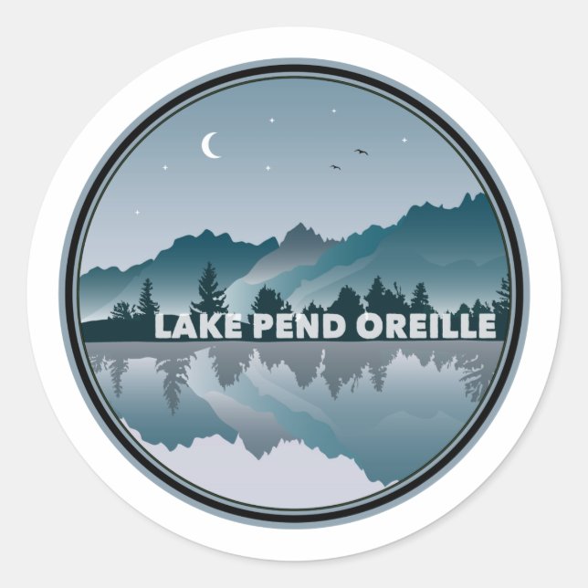 Sticker Rond Le lac Pend Oreille Idaho Réflexion (Devant)