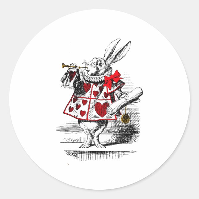 Sticker Rond Le lapin blanc (Devant)