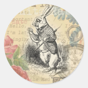 Sticker Rond Le lapin blanc Alice au pays des merveilles